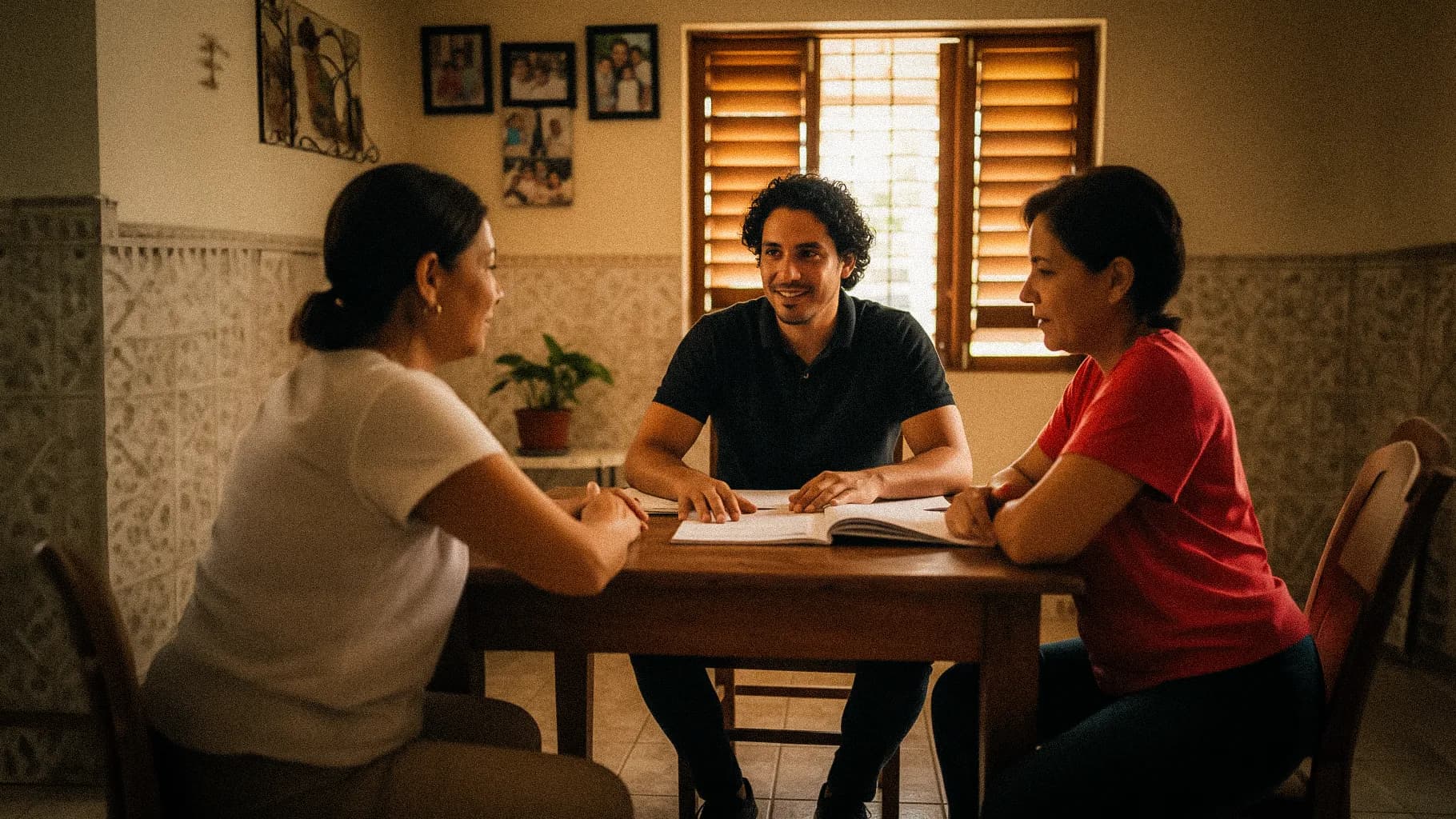 Familia puertorriqueña evaluando soluciones para su hogar